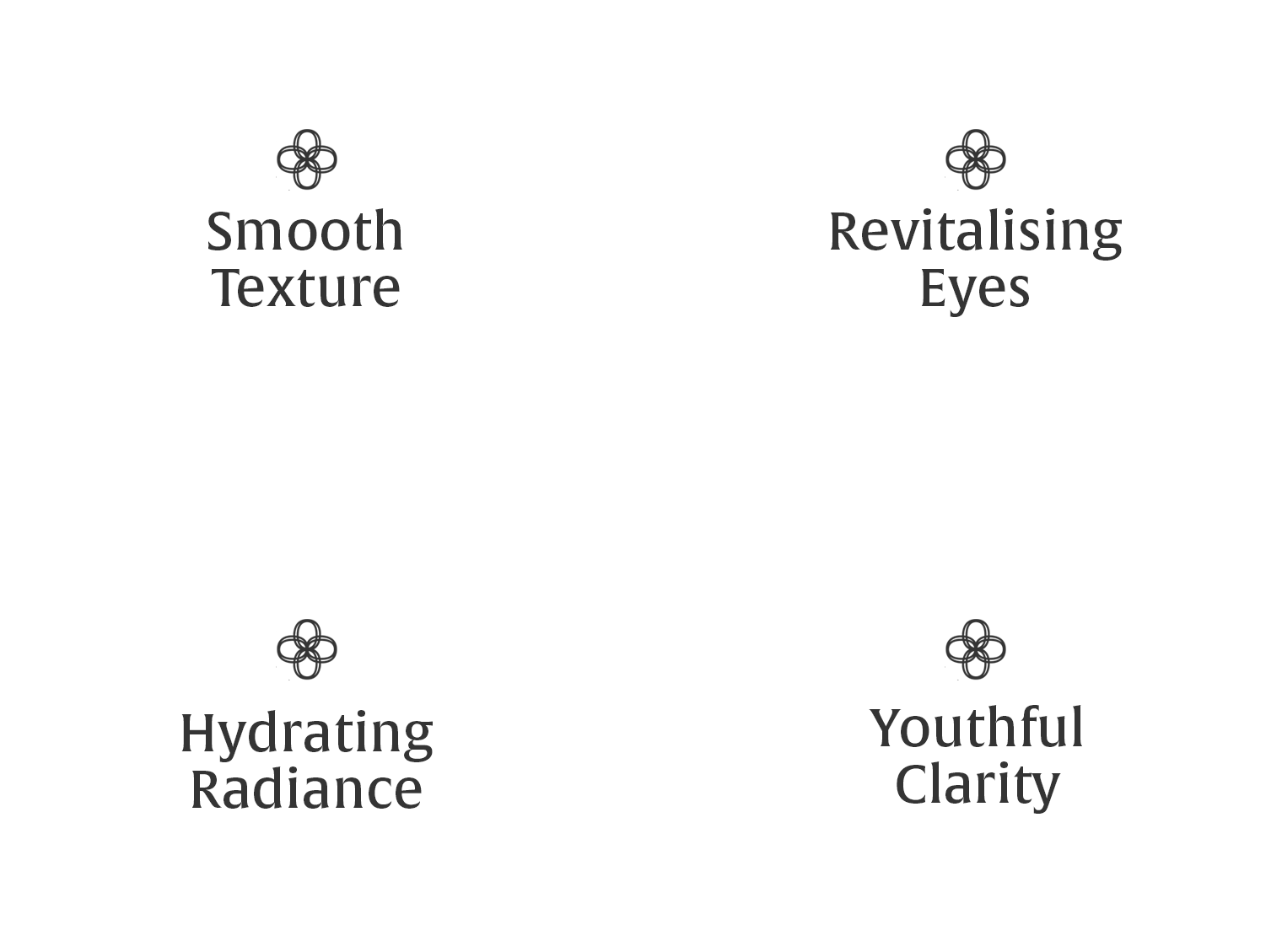 Text and icons on a white background describing skincare benefits.